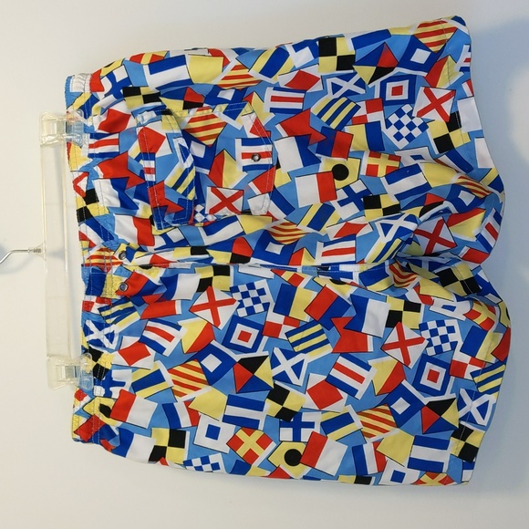 Charleston Threads Men's Size L World Flag Print Pool Swim Trunks - Picture 7 of 10